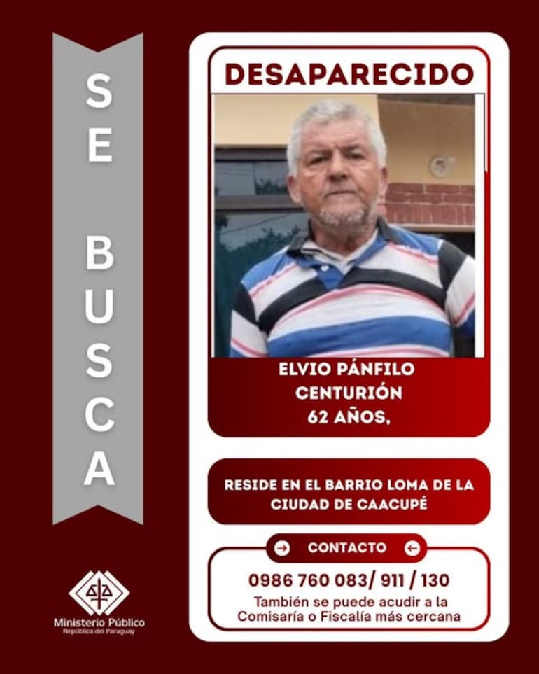 Activan alerta Mafe para adulto mayor desaparecido en barrio Loma de Caacupé
