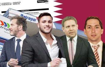 Alejandro Domínguez (p); Alejandro Domínguez Pérez, representante de Doha Holding; Eddie Jara, presidente de Petropar; y Julio Jiménez, asesor jurídico de la firma catarí (i a d).