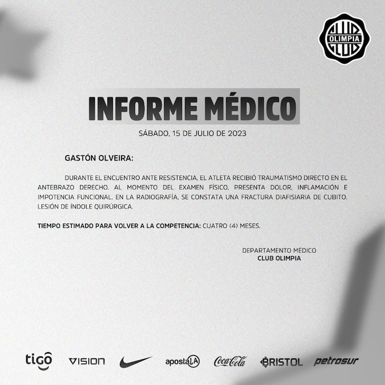 Informe médico de Olveira.