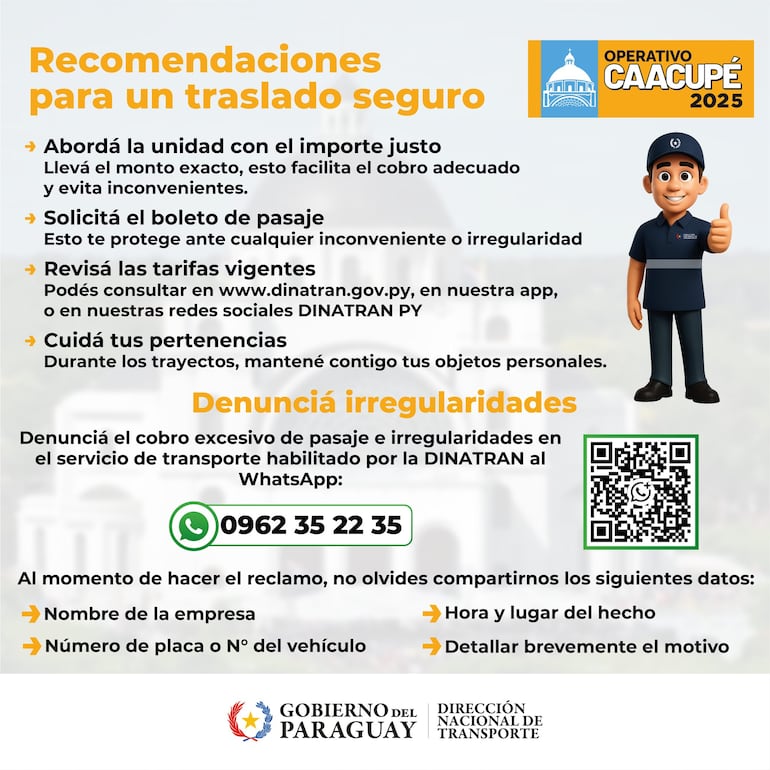 Dinatran recomendaciones buses Caacupé