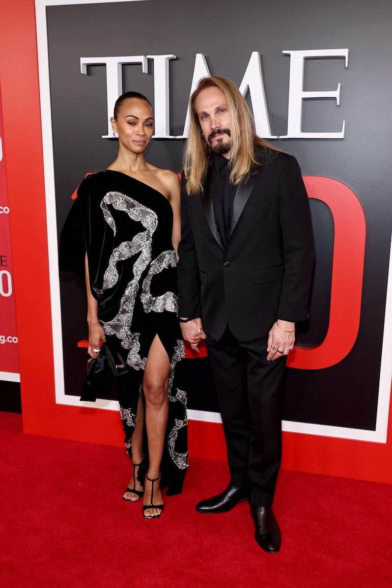 Zoe Saldaña y Marco Perego a su arribo al Lincoln Center en New York. (Jamie McCarthy/Getty Images/AFP)
