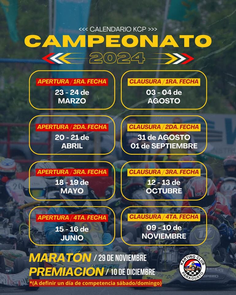 Calendario de la temporada con las fechas del Apertura y Clausura.