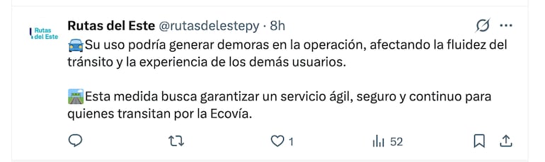 Rutas del Este suspendió cobro con QR en el peaje de la Ecovía.