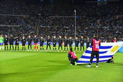 Los jugadores de la selección de Uruguay en la previa del partido contra Brasil por las Eliminatorias Sudamericanas 2026.