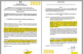 Documento oficial que describe modificaciones a la ley sobre el Parque Nacional Médanos del Chaco, en un ambiente formal.