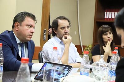 Santiago Ortiz en la Comisión de Legislación de la Cámara de Senadores.