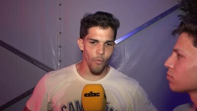Luis Amarilla, jugador de Cerro Porteño, durante la entrevista con ABC TV en los festejos del título de campeón en el Fan Fest de La Nueva Olla, en Asunción, Paraguay.