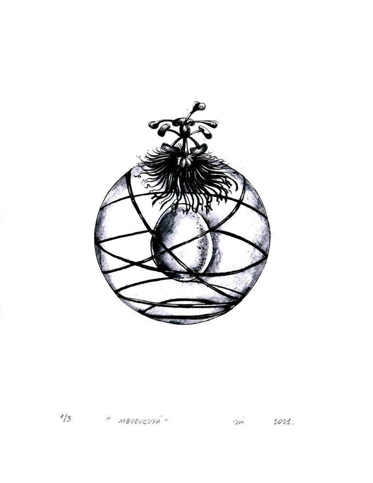 Imagen de la obra "Mburukuja", de Daiana Stanley, que formará parte de la muestra "Botánica surrealista" en el Shopping Mariscal.