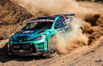 Diego Domínguez Bejarano y Rogelio Peñate, al mando de su Toyota GR Yaris Rally2, durante la disputa del Rally Acrópolis de Grecia.