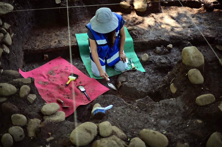 La arqueóloga mexicana Mireya Moreno extrae artefactos en un sitio arqueológico de Coatepec, en el estado de Veracruz, México, el 18 de junio de 2026.