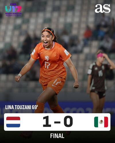 Lina Touzani, al minuto 69, marcó el gol del triunfo para Países Bajos sobre México, en la semifinal del Mundial Femenino Sub 17.