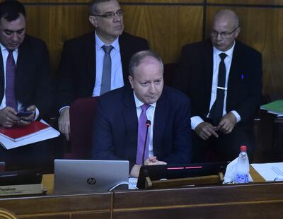 El ministro de Economía y Finanzas, Carlos Fernández Valdovinos, durante su exposición ante la Comisión Bicameral de Presupuesto del Congreso en la fecha.