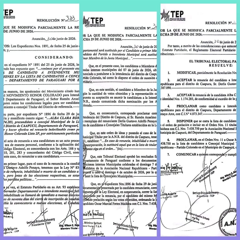 El Tribunal Electoral Partidario (TEP), admitió la renuncia a su candidatura del actual intendente Gustavo Penayo Arce y oficializó el de su hermano quien pungnará por la intendencia en las elecciones de octubre próximo.