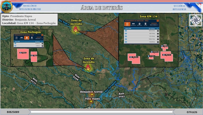 Focos de incendio en Benjamín Aceval.