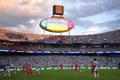 Una vista general durante el partido de cuartos de final de la Copa Mundial de la FIFA 2026 entre Argentina y Suiza en el Kansas City Stadium, en Kansas City, Missouri.