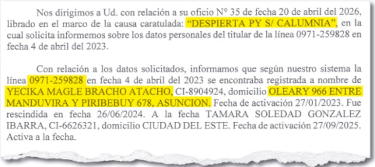 Un informe judicial reveló que la responsable de DPY declaró como domicilio O’Leary 966.