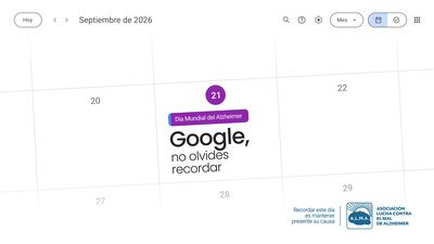 ALMA le pide a Google Calendar que no se olvide del Día Mundial del Alzheimer.