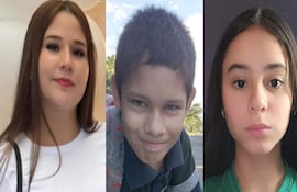 Cuatro personas: mujer pensativa con cabello oscuro, mujer seria rubia, niño sonriente al aire libre y joven de expresión neutral en blusa verde.