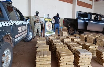 Agentes de la Senad incautaron 1.505 paquetes de marihuana prensada, que en conjunto alcanzaron un peso de 1.443 kilogramos.