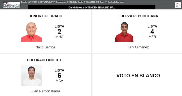 Los precandidatos de la ANR a la intendencia de Gral. Díaz. Naito Barrios (cartistmo); "Tani" Giménez (Velazquismo) y Juan Ramón Ibarra (abdismo).