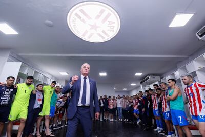 Arenga de Gustavo Julio Alfaro (62 años), en el vestuario albirrojo.