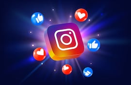 Logo de Instagram con íconos de redes sociales.