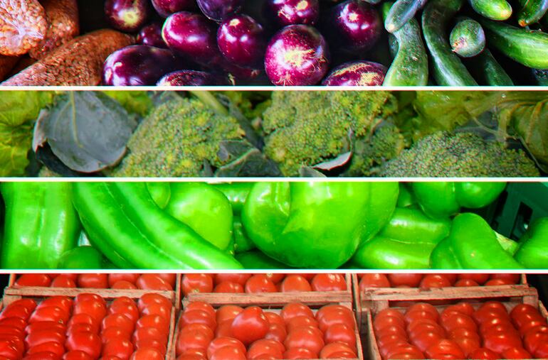 Productos frutihortícolas: Berenjena, choclo, pepino, coliflor, locote, tomate.