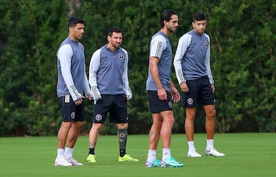 Lionel Messi , Luis Suárez, Leonardo Campana y CJ Dos Santos, en la última práctica del Inter Miami.