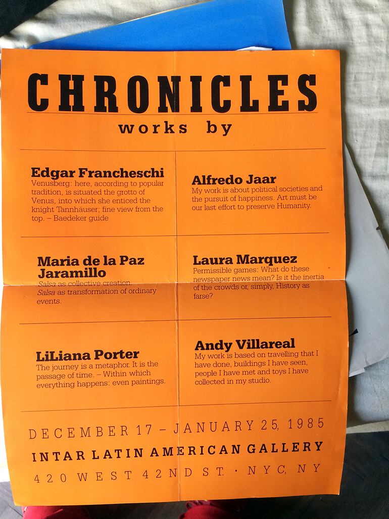 Flyer de una de las exposiciones de Laura Márquez en Nueva York.