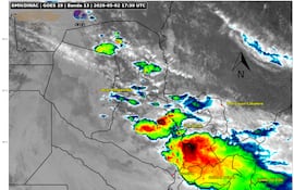 Imagen satelital con detalles del aviso meteorológico vigente.