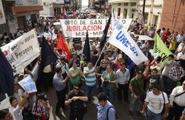Una de las manifestaciones realizadas por gremios de docentes.