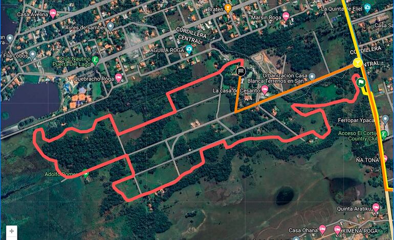 Este es el trazado de 6 kilómetros que será utilizado hoy en la competencia del Ajos Rally Team.