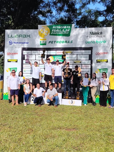 Podio de la clasificación general del rally: 1) Weiler (centro), 2) Bestard (izq.) y 3) F. Galanti.