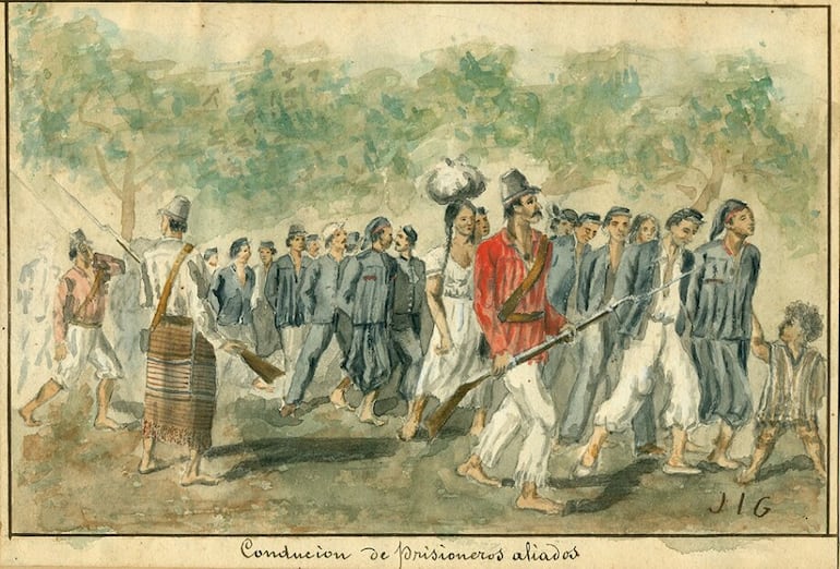 José Ignacio Garmendia: Conducción de prisioneros aliados. Acuarela, s. f.