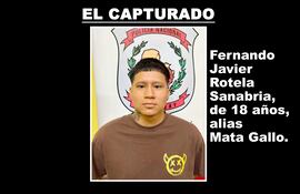 Fernando Javier Rotela Sanabria, alias Mata Gallo, capturado por la Policía en Guarambaré.