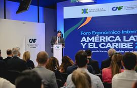 El ministro de Industria, Javier Giménez, en la presentación del Foro Económico Internacional América Latina y el Caribe 2026.