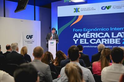 El ministro de Industria, Javier Giménez, en la presentación del Foro Económico Internacional América Latina y el Caribe 2026.