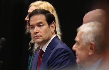 Marco Rubio (C), secretario de Estado de Estados Unidos.