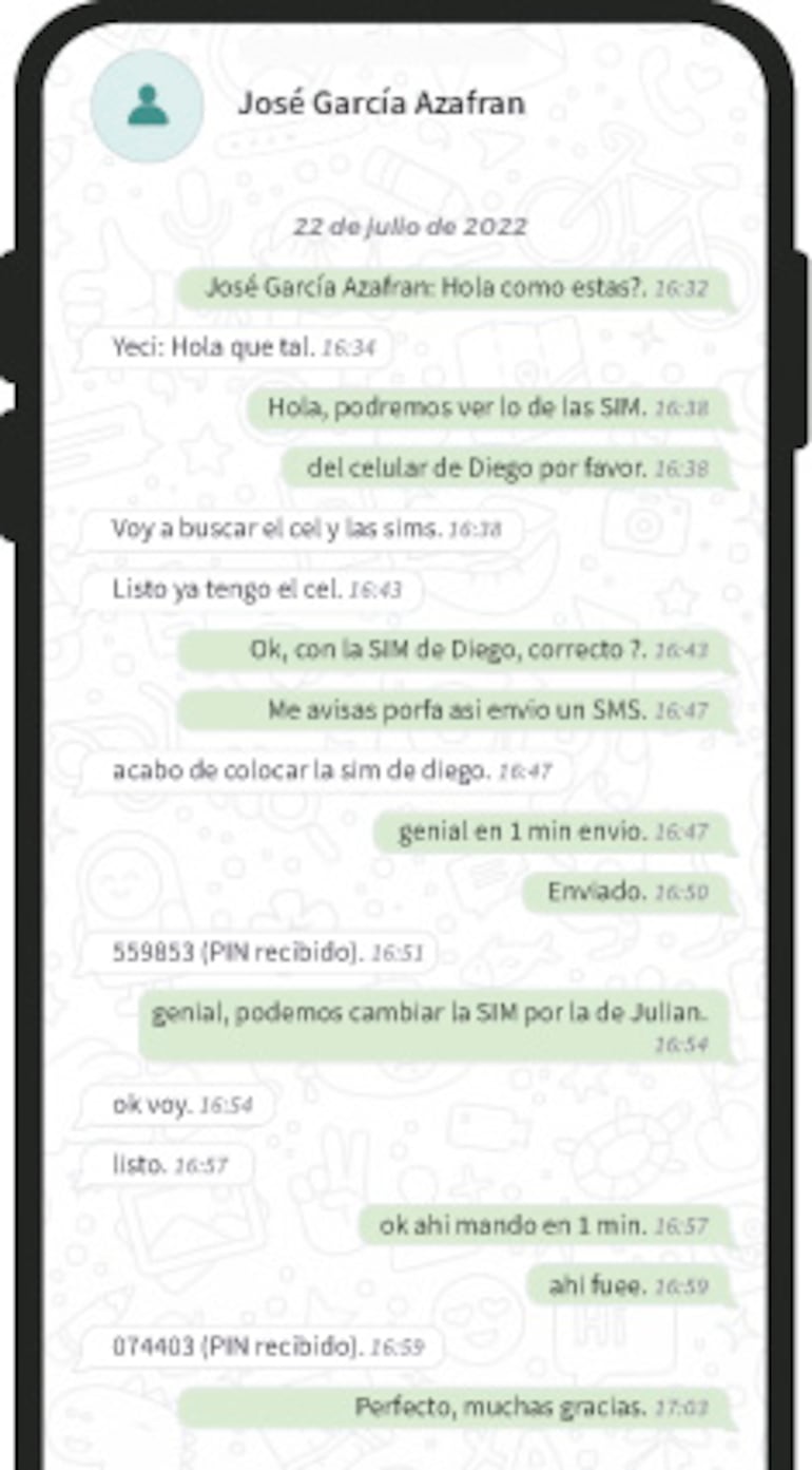 El 22 de julio piden una verificación para un extraño “Diego”.