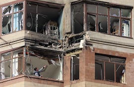 Un edificio de Moscú afectado por los drones ucranianos.