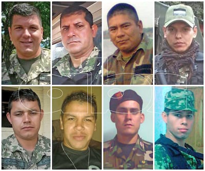 Subteniente Félix Fernando Fernández Duarte. Suboficial principal Lucio Dejesús Torrasca Galván. Sargento primero Eder Ramón Arias Cáceres. Sargento primero Robert Fabián Cañete Pereira. Sargento primero Hugo Alberto Candia Benítez. Vicesargento primero Genaro De Jesús Arias Palacios. Vicesargento primero Pablo Farías. Sargento segundo Sergio Daniel López.