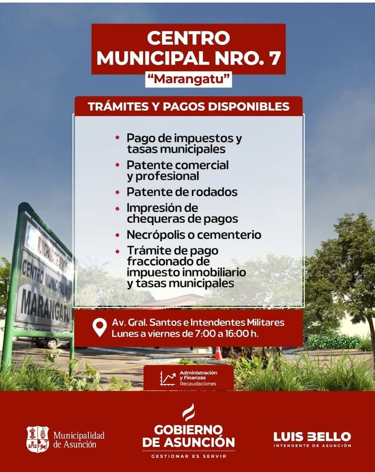 Servicios que supuestamente ofrece el Centro Municipal N° 7 de Asunción, según en su cuenta de Facebook .