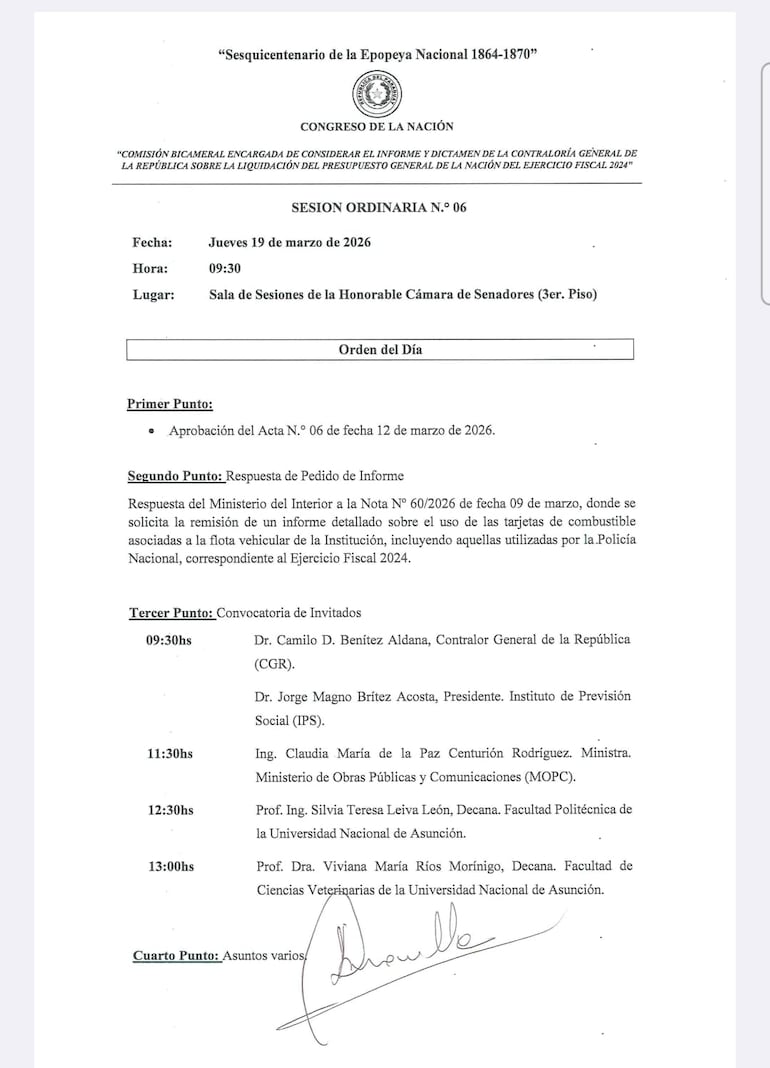 Convocatoria al Contralor Camilo Benítez y al titular del IPS, Jorge Brítez mañana ante una comisión bicameral del Congreso.