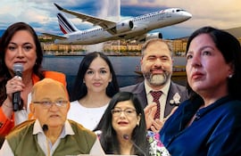 La diputada Rocío Abed (ANR, HC), el presidente del TSJE, Jorge Bogarín, la diputada Jazmín Narváez (ANR, HC), la ministra de la Corte, Carolina Llanes, el ministro de Justicia, Rodrigo Nicora y la ministra de la Mujer, Alicia Pomata.