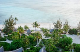 Vista aérea desde la isla Chumbe en Zanzíbar.