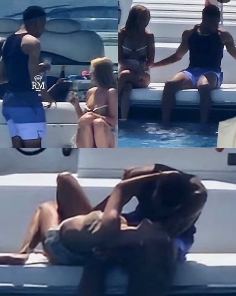 Momento en que el astro francés, Kylian Mbappé era fotografiado en un yate junto a la actriz Ester Expósito