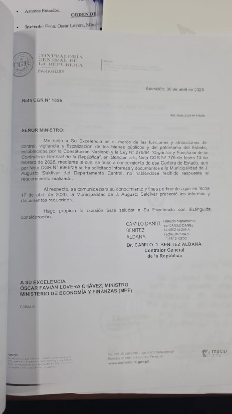 Camilio Benítez liberó dinero pese a que por ley estaba prohibido.