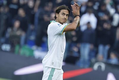 Paulo Dybala celebra su gol para la Roma ante Sassuolo. (EFE).