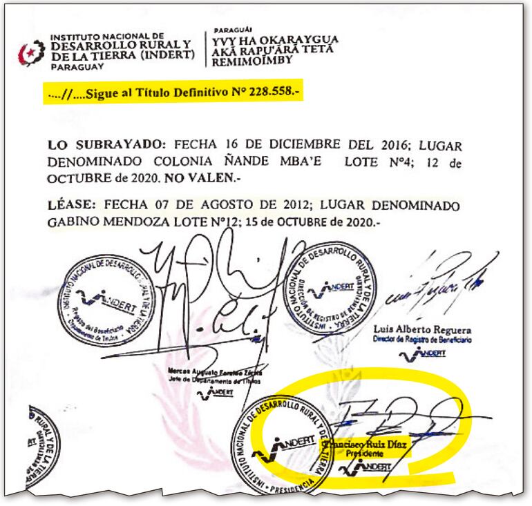 Título corregido y firmado el 17 de julio de 2024 por Francisco Ruiz Díaz en el marco del acuerdo de permuta.
