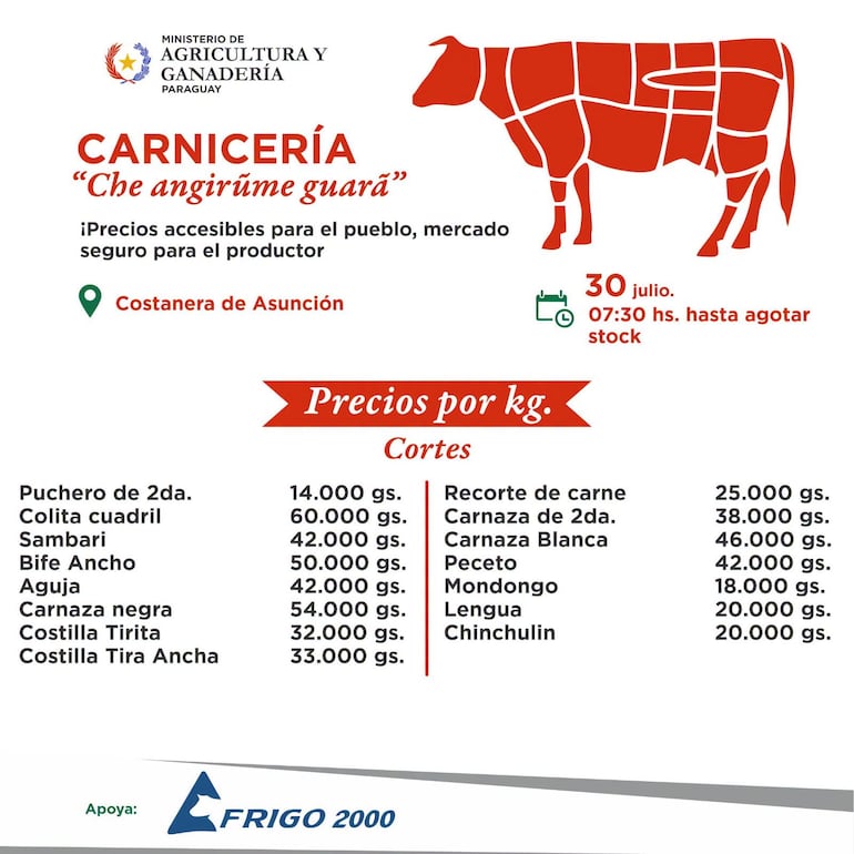 Precios de carnicería en la Feria de la Agricultura Familiar por el Día de la Amistad